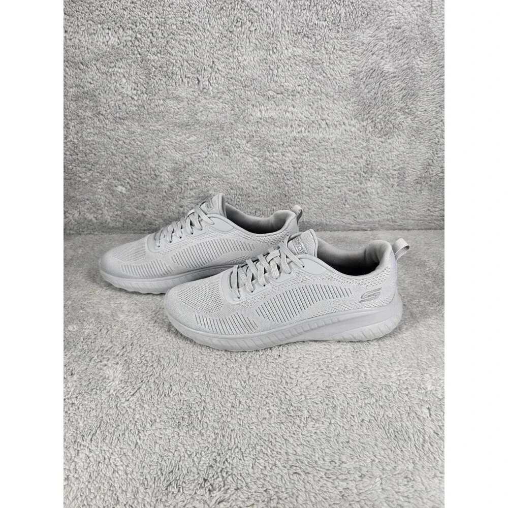 Skechers BOBS Squad Grey Knit Sneakers Women's Size 9.5 Comfort Athletic Shoes